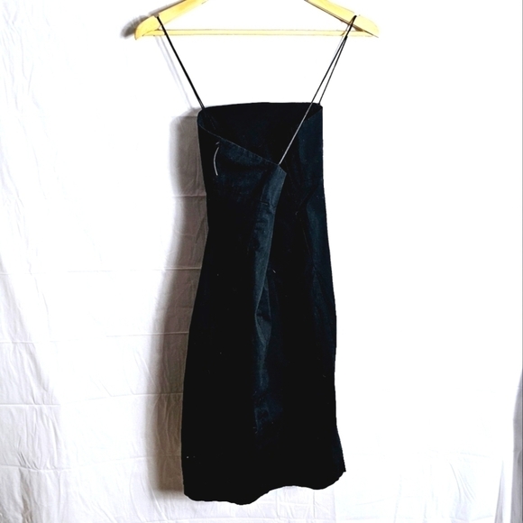 Hugo Buscati 90's Y2K Spaghetti Straps Black Mini Dress Size 6 - Picture 5 of 7